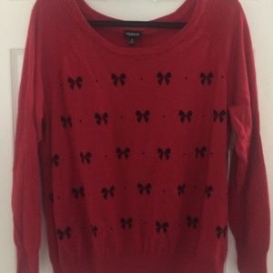Torrid Size 2 Sweater Red with Black bow design